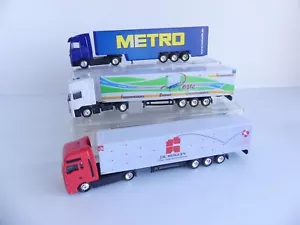 1:87 / 3 CAMIONS + REMORQUES PERSONNALISEES METRO / ROSEC / MESGUEN - Picture 1 of 4