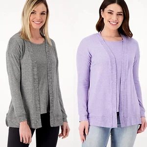 Cuddl Duds Seriously Soft 2-Piece Tee & Wrap Set Heather Gray - Size XS *NEW* - Picture 1 of 7