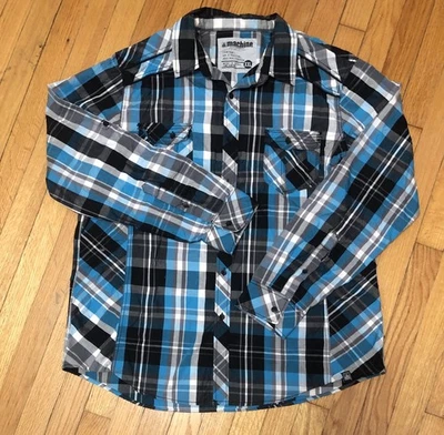 Usada en Excelente Condición Máquina Para Hombres Talla XXL Dos Bolsillos Botonados Enrollable Camisa a Cuadros L/S Western Foto 1 de 4