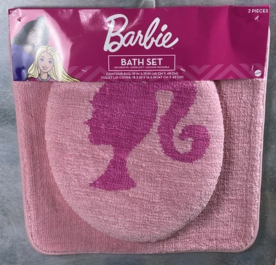 Barbie Bath Rug & Toilet Lid Cover Silhouette Logo New With Tags Kohls Exclusive - Image 1 of 4