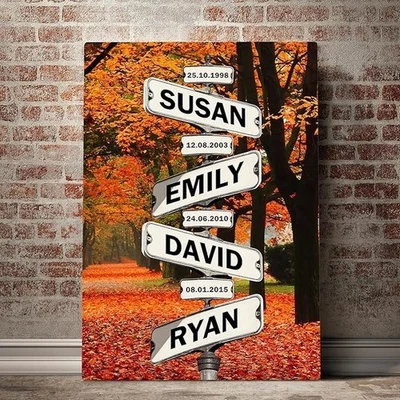 Personalized Child's Name Vintage Street Sign Canvas Poster, Street Multi-Names - Image 1 of 4