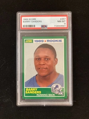 Tarjeta de novato 1989 Score Barry Sanders - #257 - PSA 8 - casi nueva-como nueva Foto 1 de 4