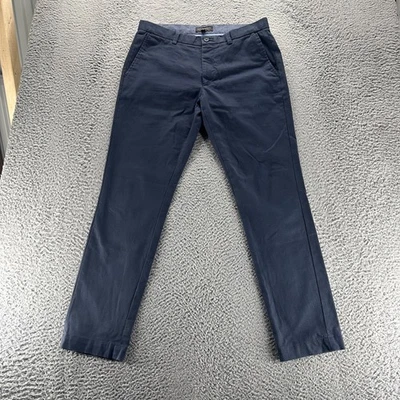 Banana Republic Chino Pants Mens 33x32 Navy Blue Stretch Fulton Skinny Geometric - Image 1 of 4