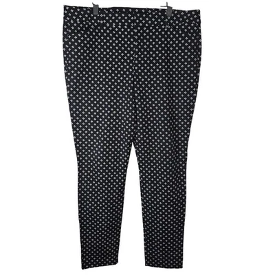 Pantalones de tiro medio Pixie azul marino antiguo negro blanco estampado de diamantes altos para mujer talla 16 Foto 1 de 4