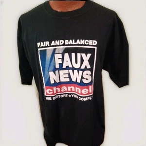 Camisa NOTICIAS FALSAS xGrande Vintage 2003 Negra NOTICIAS CNN FOX MSNBC ABC CBS NBC RARA XL - Imagen 1 de 4
