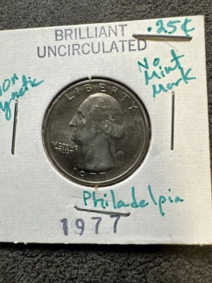 1977 Washington Quarter 25c BU Brilliant Uncirculated. Philadelphia Mint - Image 1 of 4