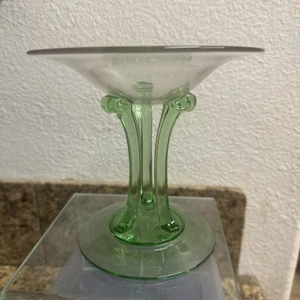 Fostoria RARE George Sakier Green Uranium 3 Column Compote Crystal Stem - Bild 1 von 7