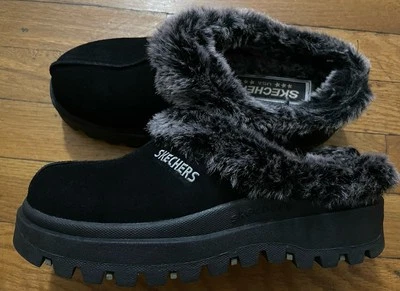 Zapatillas zueco Skechers para mujer talla 7 Fortress gamuza negra sin caja Foto 1 de 4