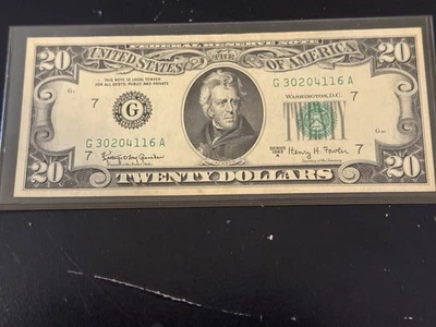 1963A $20 Federal Reserve Note Fowler Granahan G-District Crisp Vintage Bill - Image 1 of 4
