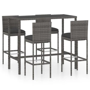 Garden Bar Set with Cushions 3/5/7 Piece Black/Grey 130x60/70x70cm vidaXL - Picture 1 of 30