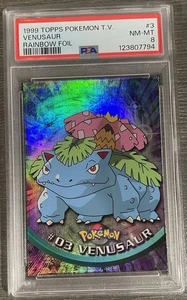 1999 TOPPS CHROME POKEMON T.V. RAINBOW FOIL VENUSAUR PSA 8 - Picture 1 of 2