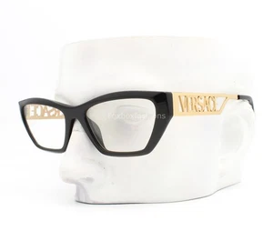 Versace MOD 3327-U GB1 Eyeglasses Glasses Black Gold Logo Temples 55-18-145 - Picture 1 of 8