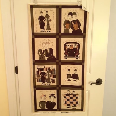 Best Friends By Sandy Gervais for moda 8 Square Panel Green Brown - Image 1 of 4