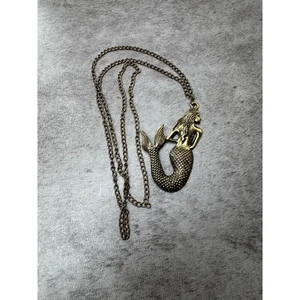 Gold Color Mermaid Pendant Necklace with 26" Chain - Picture 1 of 6