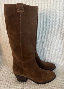 Botas de vestir Crown vintage altas marrón gamuza cuero para mujer talla 5 1/2M - Imagen 1 de 10