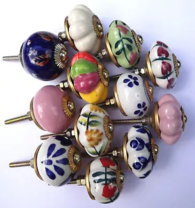 Porcelain Ceramic knobs pulls kitchen cupboard and wardrobe door - 12 types - Picture 1 of 14