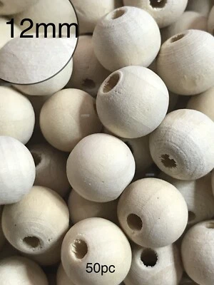Wooden 12mm round Bead Beech 100pcs AUSSIE Seller - image 1 of 2