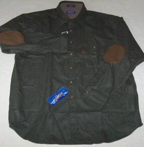 NWT Pendleton HEATHER GREEN TRAIL Shirt 100% Virgin Wool XXL 2XL ELBOW PATCHES - Picture 1 of 5