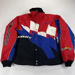 VTG Polaris Edge Snowmobile Jacket Mens S Lined 3 in 1 Red Checkered Flag Racing - Picture 1 of 21
