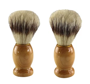 Brochas de afeitar de pelo de tejón con mango de madera (paquete de 2) - Picture 1 of 12