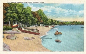 Postcard ME Maine East Sebago Long Beach Sebago Lake NrMINT 1940s Unused - Picture 1 of 1