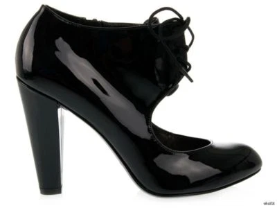 MARC JACOBS black patent leather suze 7 lace-up shoes BOOTIES heels Italy 38 new - Image 1 of 3