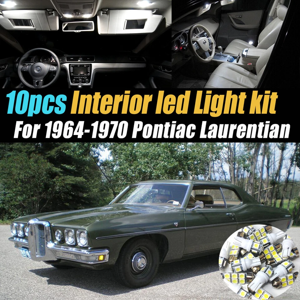 Комплект из 10 белых светодиодных ламп для салона автомобиля для Pontiac Laurentian 1964-1970 годов выпуска - Изображение 1 из 4