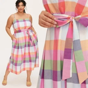 Kate Spade x Target Plaid Tie Waist Midi Dress Size 1X / 18 - Picture 1 of 10