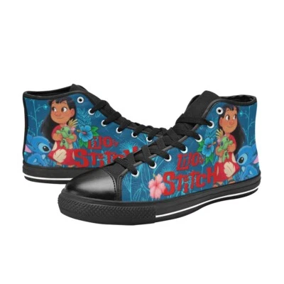Lindos zapatos altos de lona personalizados Lilo And Stitch para niños Foto 1 de 4