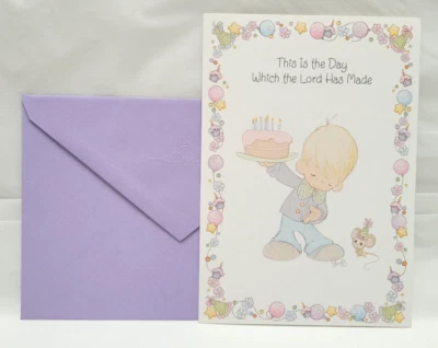 Vtg Hallmark Precious Moments Greeting Card  - Happy Birthday Religious - Image 1 of 4