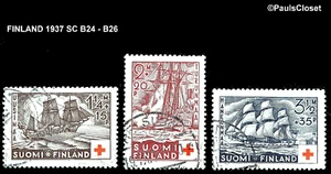 FINNLAND 1937 SC B24-B26 SCHIFFE USIMAA, HAMEENMA, & TURUNMAA RC SURTAX UNG F/VF - Bild 1 von 2