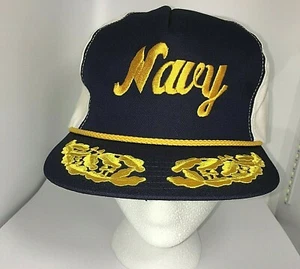 US Navy Cap Mütze Maritim 5 Panel Snap Back Seil Rührei Gold Navy Weiß - Bild 1 von 7