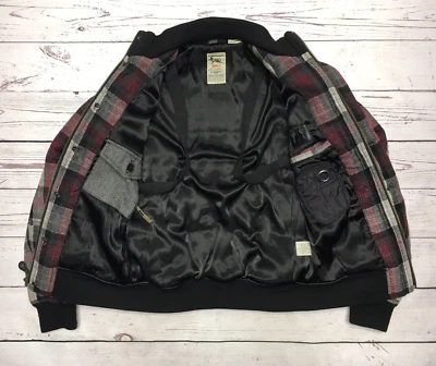 Chaqueta Bomber Triple Five 5 Soul De Colección - Para Hombre Pequeña Mezcla de Lana A Cuadros Acolchada Cremallera Completa Foto 1 de 4