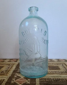 Antigua botella médica de agua Buffalo Lithia en relieve botella antigua de 10" vintage - Imagen 1 de 23