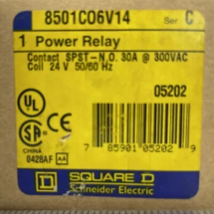 Square D 8501C06V14 Ser C SPST NO 30A Contact 300Vac 24Vac Coil Power Relay - Picture 1 of 10