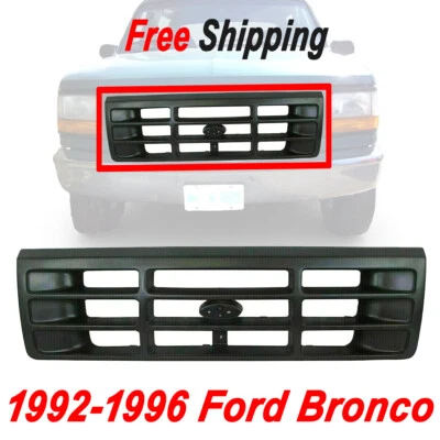 Fits 1992-1996 Ford F150 F250 F350 Pickup Bronco Front New Grille Painted Black Foto 1 de 4
