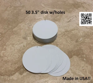 3.5" ROUND- ALUMINUM SUBLIMATION BLANKS W/HOLES - 50PCs - Picture 1 of 1