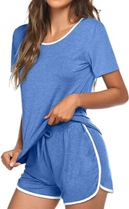 Two Piece Outfits for Women Short Sleeve Round Neck Biker Running Shorts Set XL - Picture 1 of 20