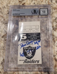 Dave Casper Oakland Raiders signed Game Ticket 9/22/74 1st TD catch BAS 10 Auto - Picture 1 of 2