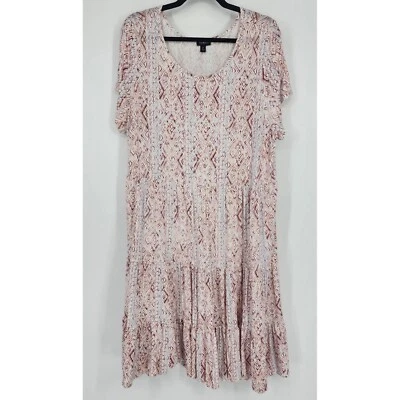 Torrid платье женщин Sz 2/2 X ярусный Джерси трикотажа богемное крышка рукав напечатано фиолетовый - Изображение 1 из 4