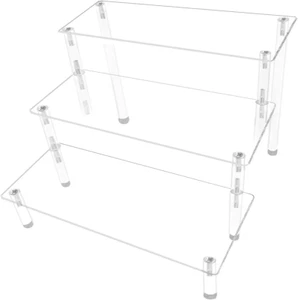 Acrylic Display Risers,Clear Display Risers Stand Small Mini Shelf 3 Tiered Cupc - Picture 1 of 12