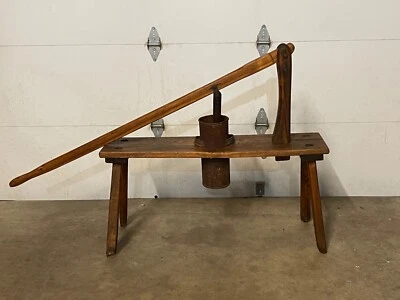 Antique Old Wooden Hand Carved Rare Juice Making Table Juicer 5778 - Image 1 of 4