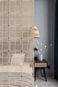 Modulare Wandpaneele, Raumteilerpaneel | Moderner Hängeparavent Holztrennwand - Bild 1 von 7