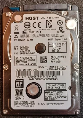 HGST Z7K500-320 HTS725032A7E630 320GB 7200RPM SATA III 2.5" HDD - Image 1 of 2