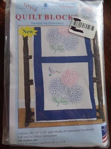 JACK DEMPSEY STAMPED FOR EMBROIDERY HYDRANGEAS QUILT BLOCKS #732-760 - Picture 1 of 2