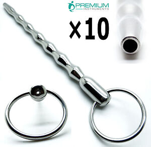 10× Ribbed Urethral Plug 7-up Training 5.5" Stainless Steel Premium Instruments