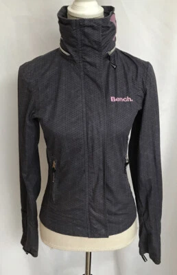 BENCH Lightweight Hideaway Hood Zip Front Jacket Purple Geometric Print XSMALL  - Image 1 of 4