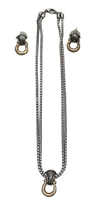 Set collana e orecchini argento e strass tono oro gioielli sud-ovest - Foto 1 di 6