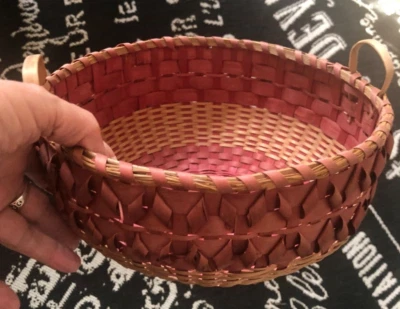 Vtg PASSAMAQUODDY Maine INDIAN ASH HANDLE Curly BASKET Sweet Grass MicMac - Image 1 of 4