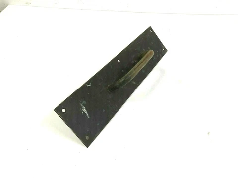 Vintage BRASS DOOR PULL HANDLE metal commercial Hardware solid finger push plate Cover